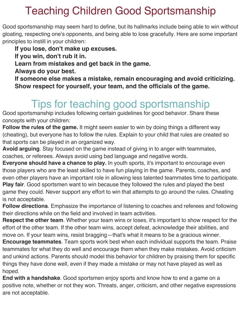 Teaching Children Good Sportsmanship.